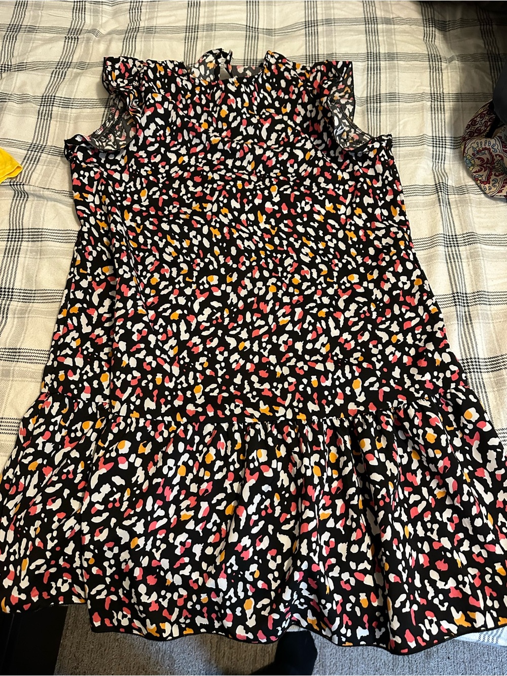 Women’s Black Multicolor Ruffle Hem Dress
